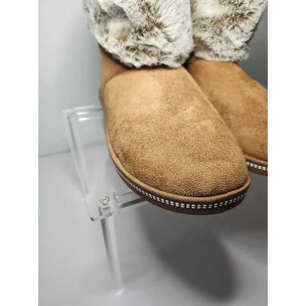 Skechers Women's Keepsakes Ankle Boots Booties Chestnut Brown Sz 8 Faux Fur